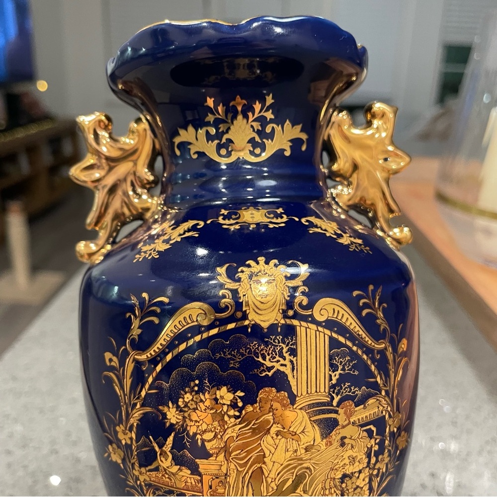 Limoges Royal Blue and Gold Accent Vase - Picture 8 of 12